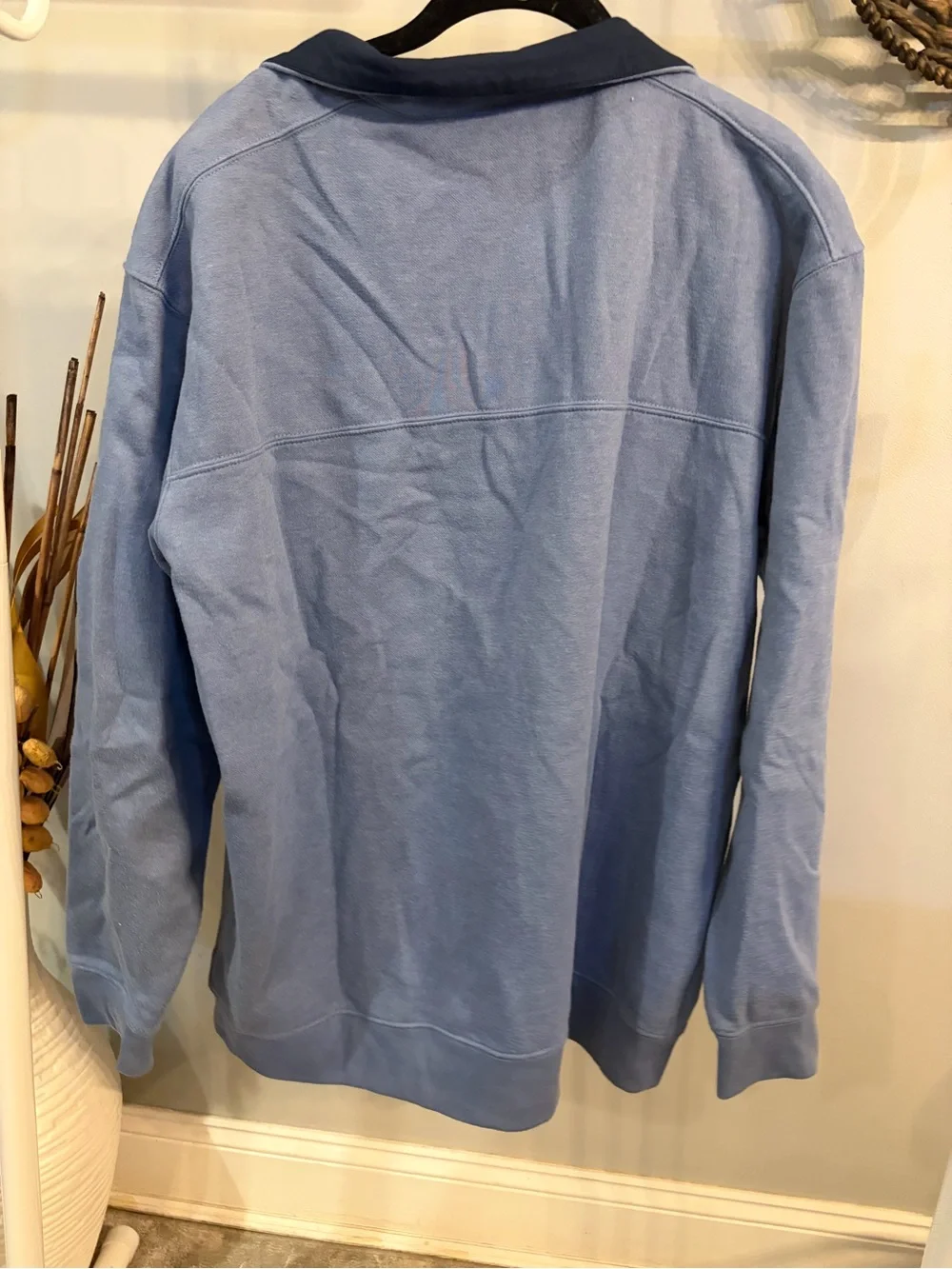 Columbia Men's Light Blue Half-Zip Fleece with Dark Navy Collar -XL
